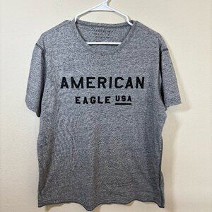American Eagle Gray Men Crew Neck short sleeves T-shirt size L Embroidered Retro